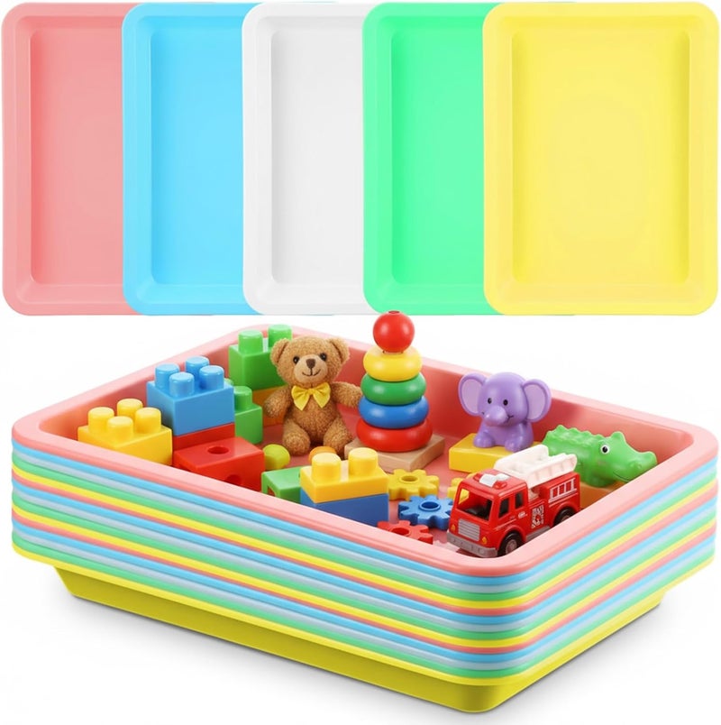 AojSup 20 Pcs Plastic Art Sand Trays Multicolor Stackable Activity Sensory Tray Paint Mixing Crafts Organizer Serving Accessories for DIY Bead Painting Project, 9.65 x 7.28 x 0.91 Inch - Image 1